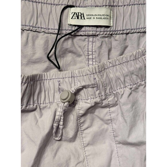 Zara Women’s Pants XXL Purple Cotton Parachute Cargo Drawstring Waist Relaxed - Picture 3 of 9